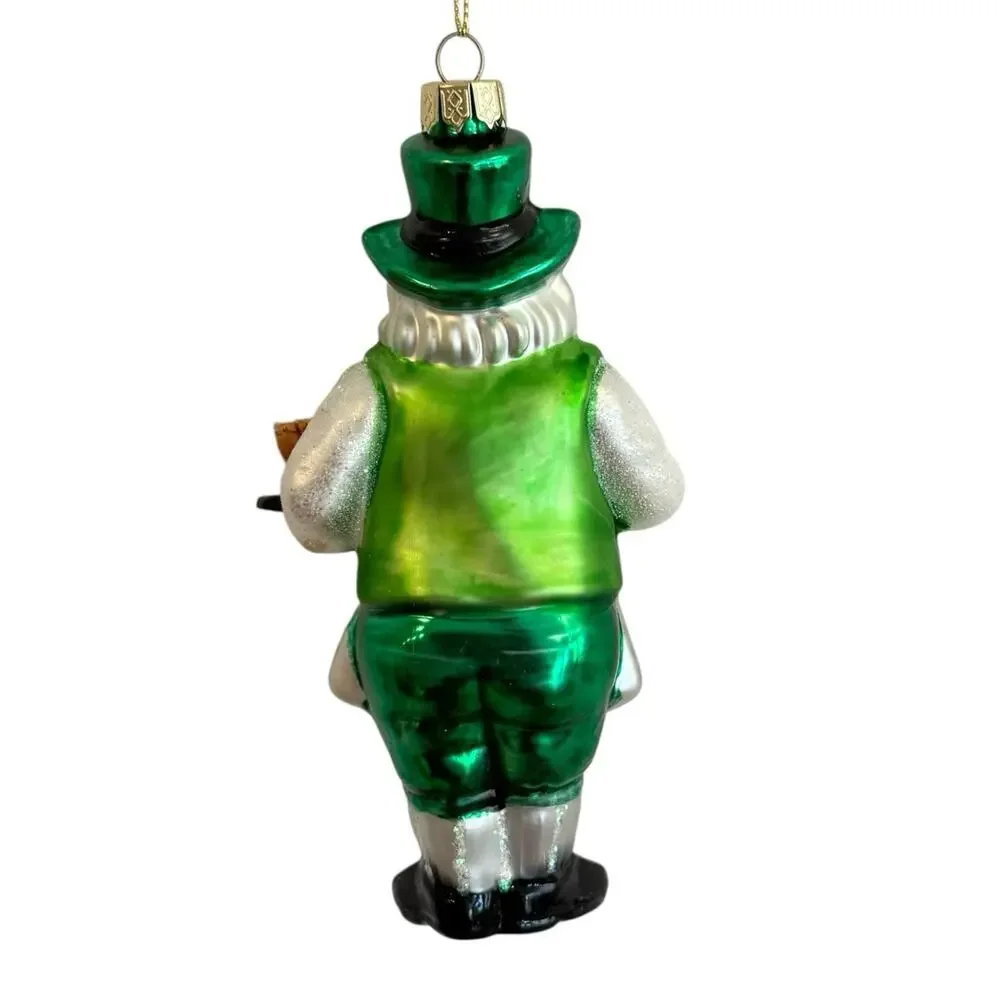 Love The Irish Santa Barkeep Green White Gold‎ Pints Beer Christmas Ornament